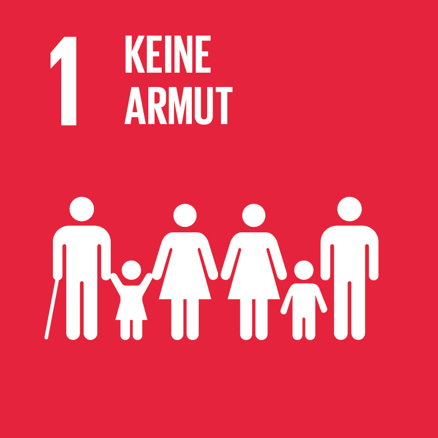 Grafik „Keine Armut“, Ziel Nr. 1 Nachhaltiger Entwicklung der Vereinten Nationen