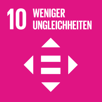 Grafik „Weniger Ungleichheiten“, Ziel Nr. 10 Nachhaltiger Entwicklung der Vereinten Nationen